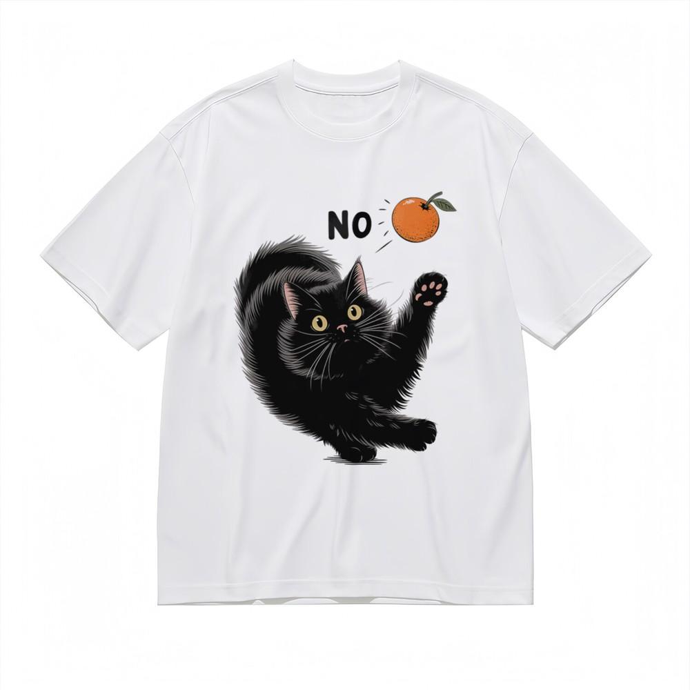 

Women s All-Season Comfy Classic T-Shirt No Fruit Cat Illustration Design Tee 2XL
