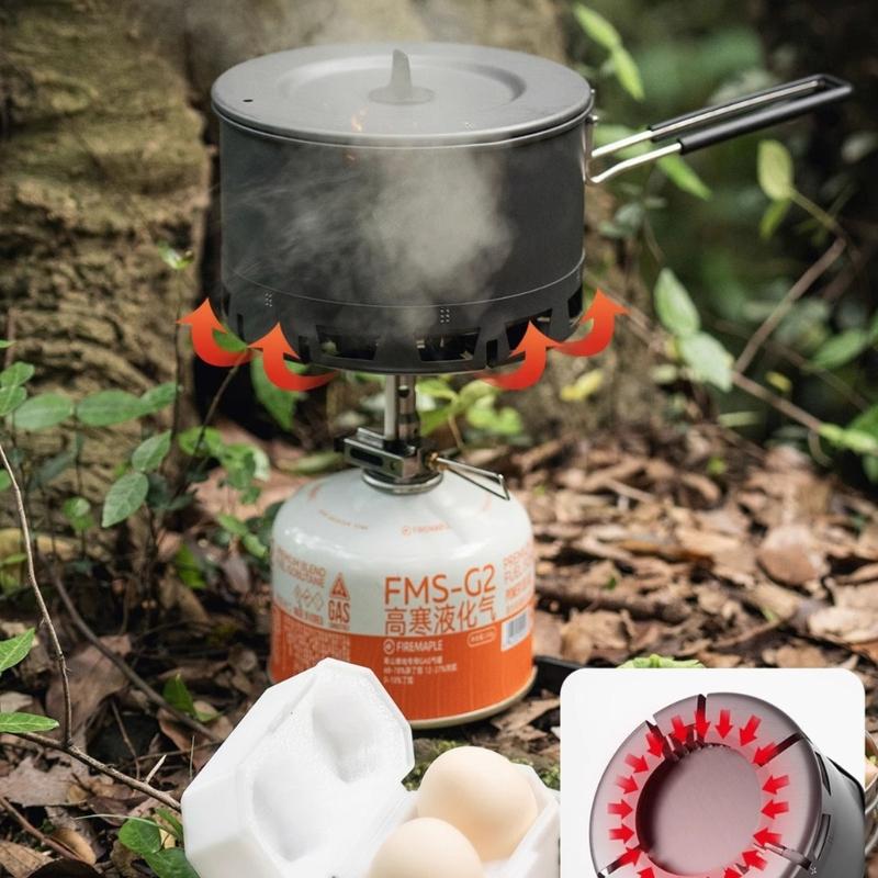 Windproof Outdoor Cooking Pot Heat Exchange Camping Cooking Pot Replacement Light Weight Camping Cookware Easy to Use