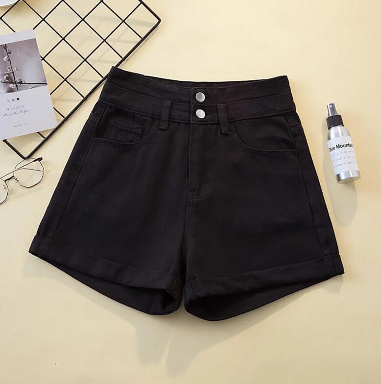 Summer Women's High Waisted Shorts Jeans Denim Shorts Loose Casual Curling Shorts Elastic Jeans