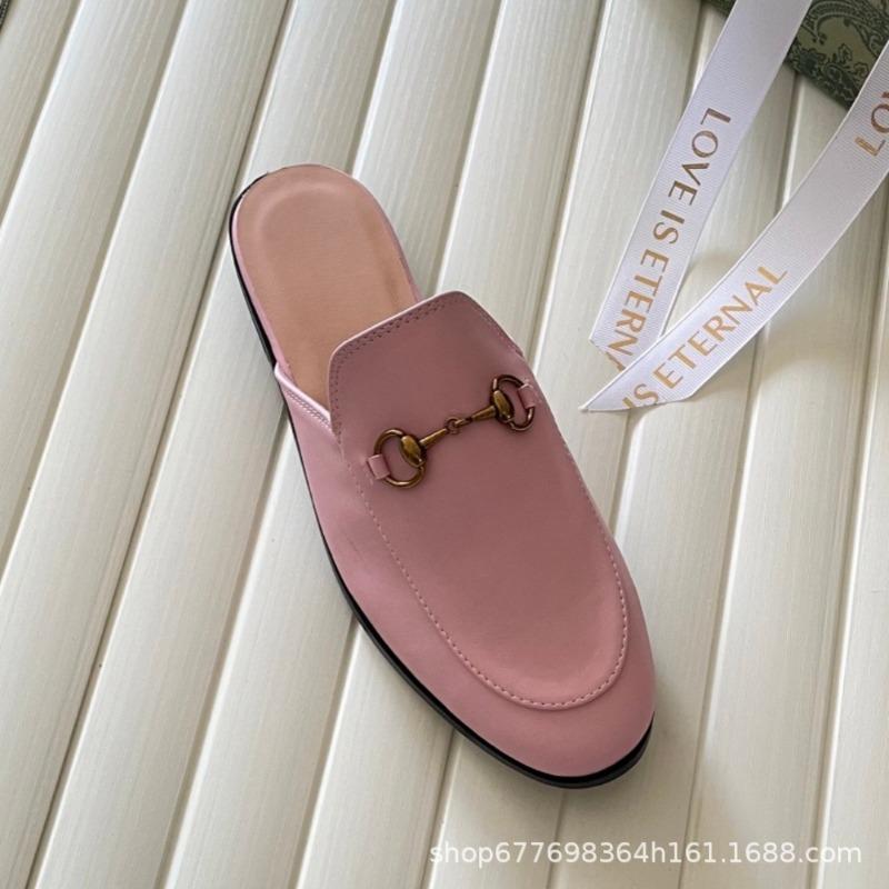 Diese G-Familie Pferdetitel Schnalle Tasche Kopf Halb-Schlepper Damen Freizeitkleidung Faul Muller Schuhe Vielseitig Ein-Pedal Kleine Lederschuhe