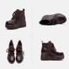 Johnature Retro Thick Sole Wedges Short Boots Genuine Leather Women's Height-increasing Shoes