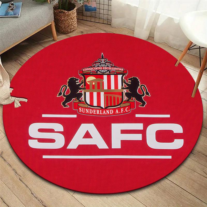 Sunderland Association Football Club Round Area Rug,Carpet Rug for Living Room Bedroom Sofa Playroom Decor,Non-slip Floor Mat