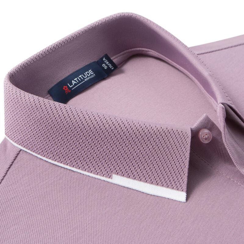 MONTAGUT Men's Autumn Breathable Long-Sleeve Mesh Pique Polo Shirt with Jacquard Collar