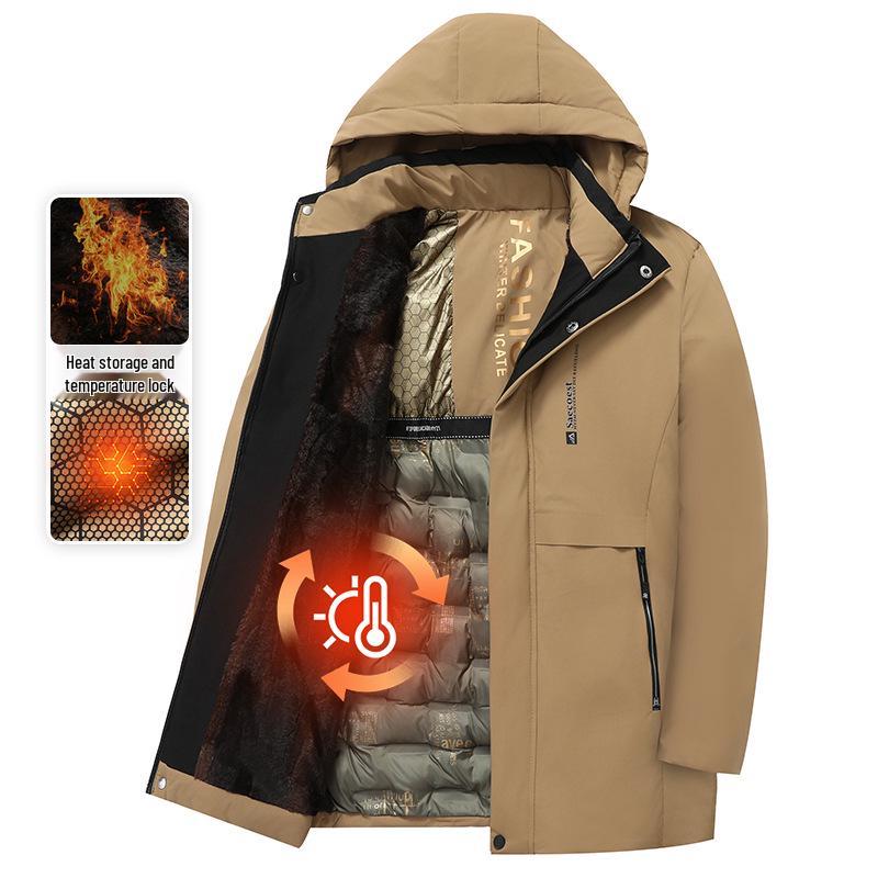 Men's Winter Plus Size Graphene Padded Cotton Hooded Jacket for Middle-Aged & Elderly