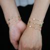 Gold Plated Cubic Zirconia Flower Charm Link Chain Bracelet Delicate Fashion Jewelry for Women Gift