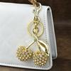 Sleutelhanger Hanger Strass Ingelegd Kersenvorm Sleutelhanger met Legering Kreeftsluiting Tas Hanger Lichtgewicht Rugzak Accessoire