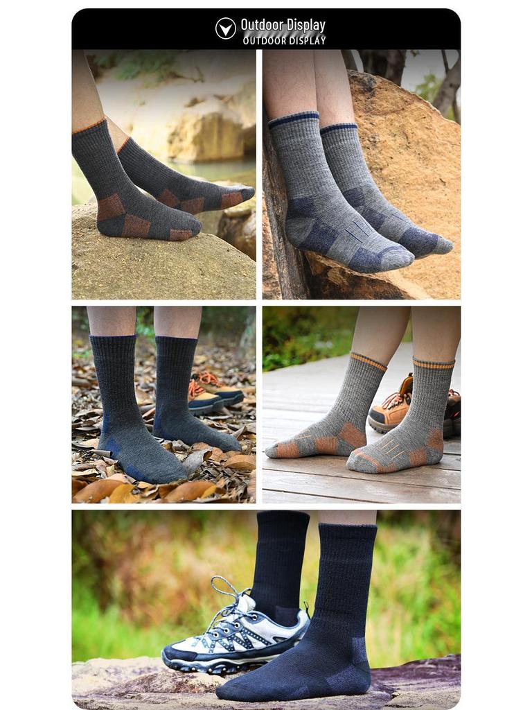 Mid-Calf Snow Mountain Thick Merino Wool Ski Socks - 90% Wool for Outdoor Sports