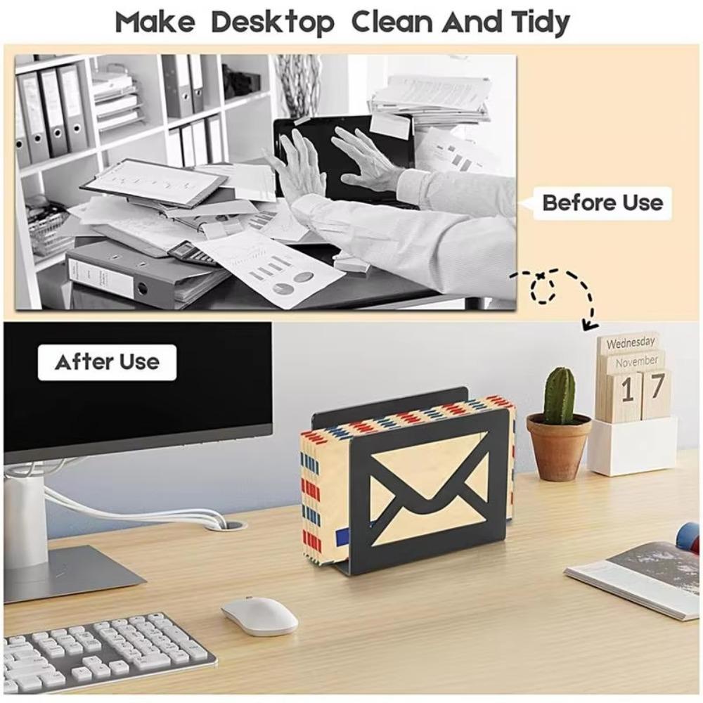 Envelope Design Metal Tissue Holder Black Paper Holder Modern Letter Holder Home