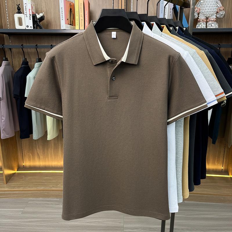 Men's Breathable Cotton Polo Shirt: Short Sleeve, Skin-Friendly, Light Business Casual, Lapel T-shirt, Versatile Base Layer Top.