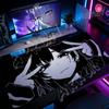 Black Anime Girl Gaming Large Mousepad Antislip Rubber Mouse Mat Computer Gamer Desk Mat Stitched Edge Large Gaming Mousepad