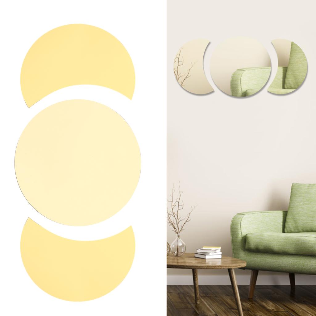 Acrylic Mirror Wall Sticker Sun Half Moon Shape Decorative Background Decal for Home Use