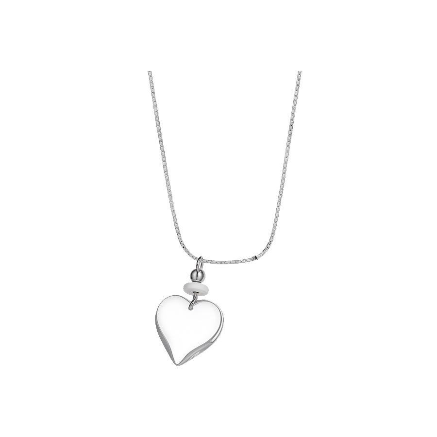 Elegant Geometric Glass Heart Necklace - Semi-Transparent Stone Look, Versatile Sweater Chain for Women
