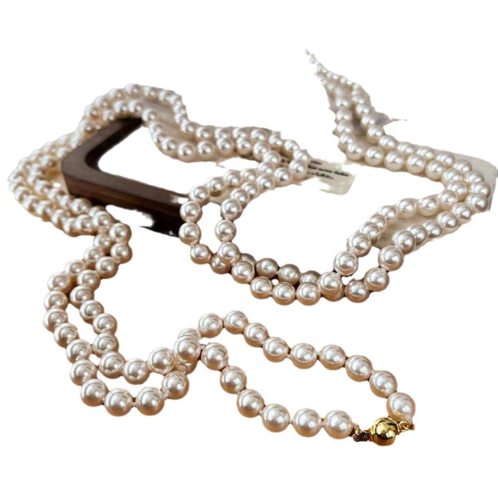 Retro French Shijia Pearl Necklace, A Variety Of Ways To Wear It, Small Fragrance Temperament, High-End Versatile Sweater Chain