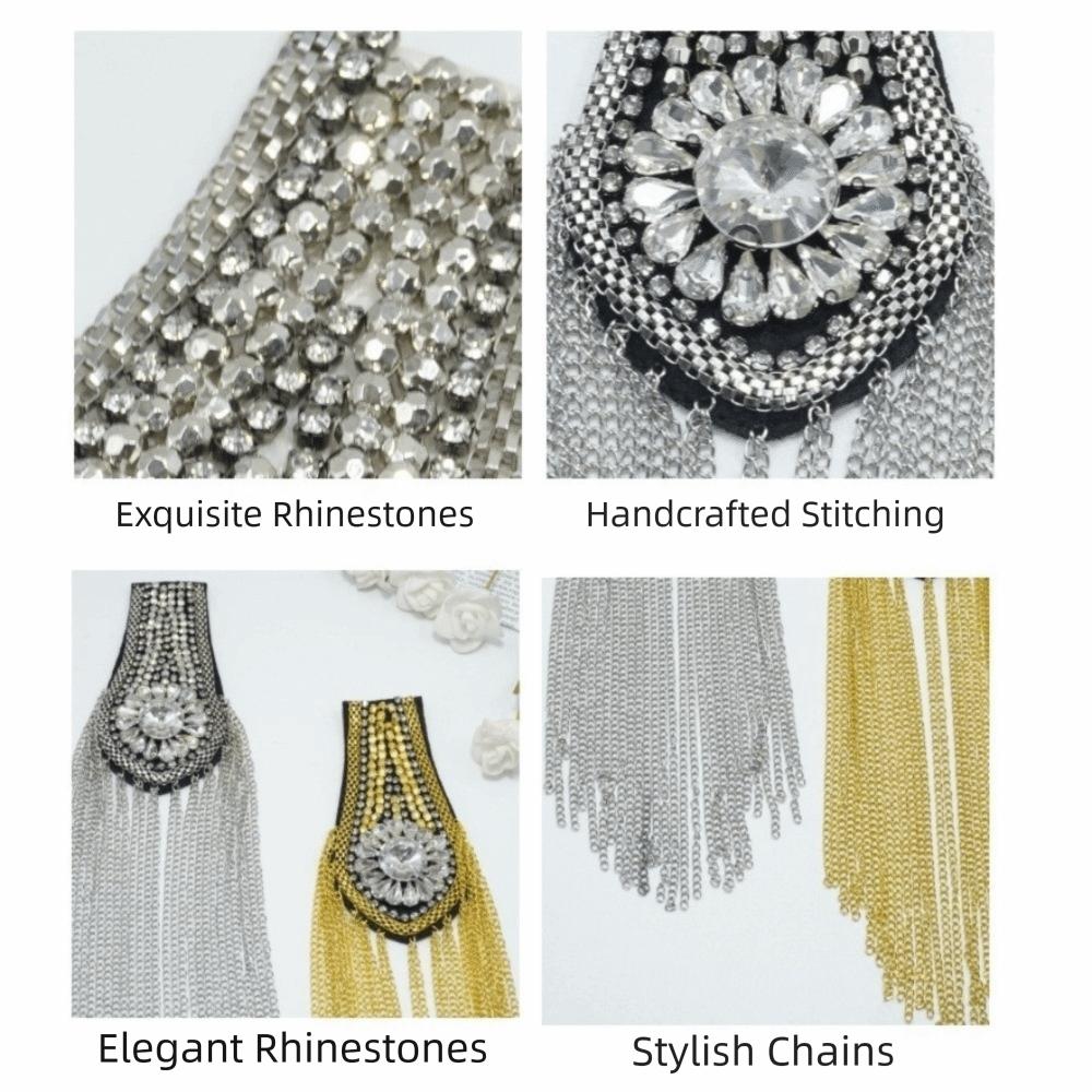 Punk Tassel Chain Shoulder Board Brooch Epaulette Star Shoulder Flash  Clothing Accessories