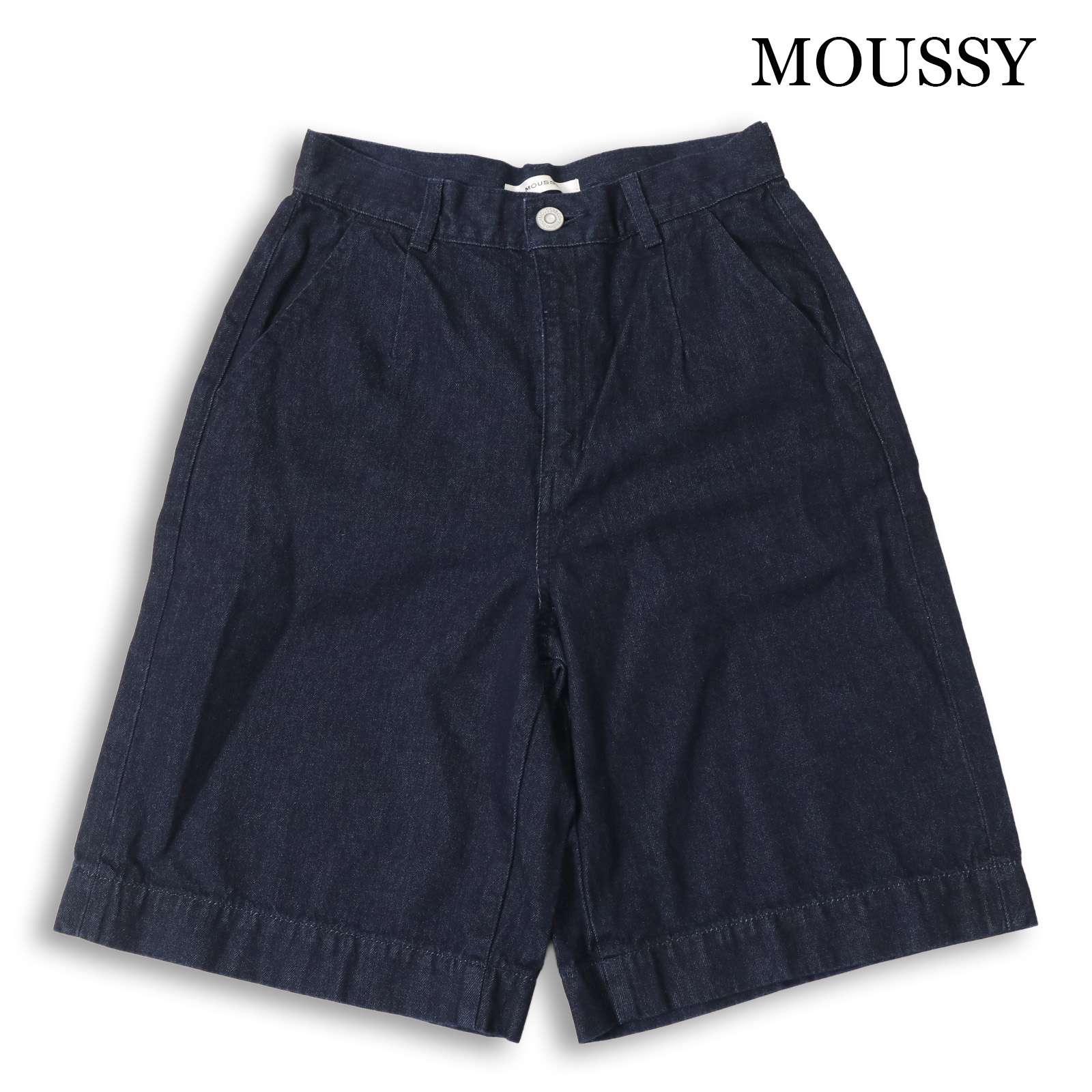 MOUSSY Spring/Summer [HW DENIM HALF PANTS] Tuck Wide Short Denim Pants Sz.2 Women s