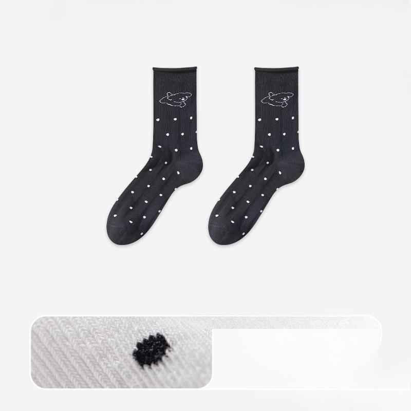 

Женские весенне-осенние тонкие гофрированные сетчатые дышащие влагоотводящие бесшовные носки-трубы 1 pair чёрный