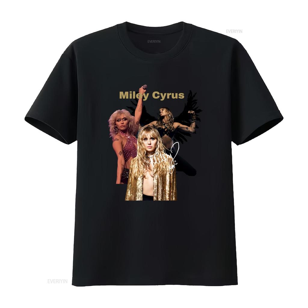 Miley Cyrus Print  Cotton T Shirt All Sizes S 5XL G188 Vintage Washed Fashion Unisex Breathable Homme Casual Graphic Streetwear