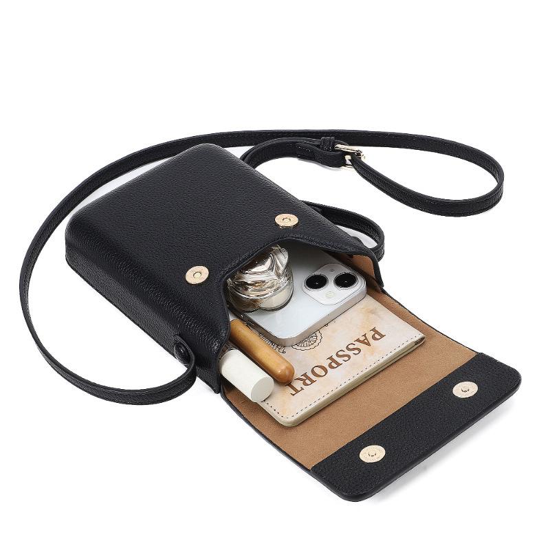 Retro High-End Lychee Pattern Vertical Mobile Phone Bag Women'S Fashion Versatile And Lightweight Single Shoulder Crossbody Small Square Bag