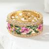 Vintage Delicate Phalaenopsis Design Hollowed Shiny Golden Ring for Women Elegant Luxury Banquet Celebration Jewelry Accessories