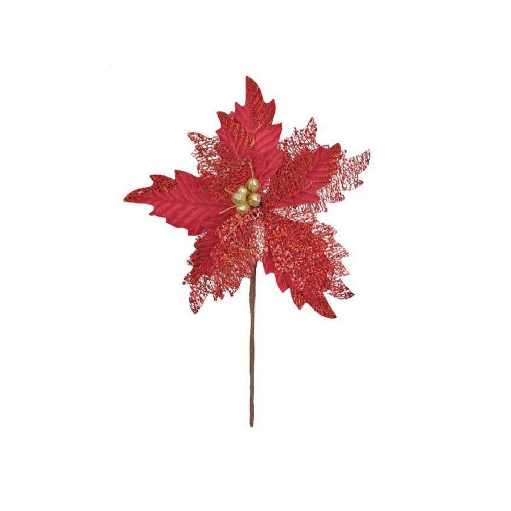 Handmade Artificial Christmas Flowers Shiny Xmas Tree Ornaments  Party Supplies