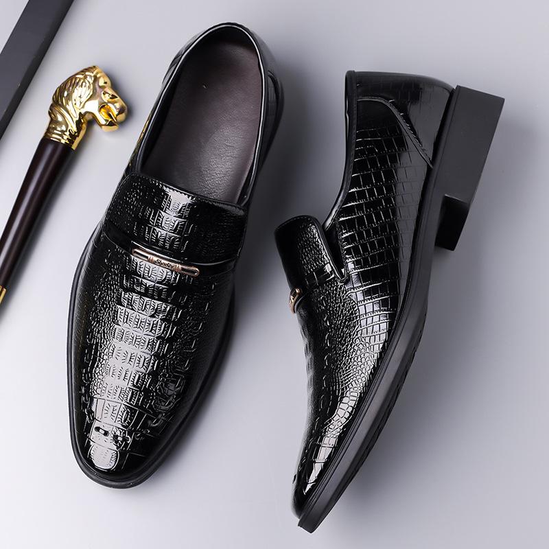 Fashion Big Size Embossed Business Leather Shoes for Men Spring Autumn New Designer Solid Color  Fashion Casual Dress Shoes Man