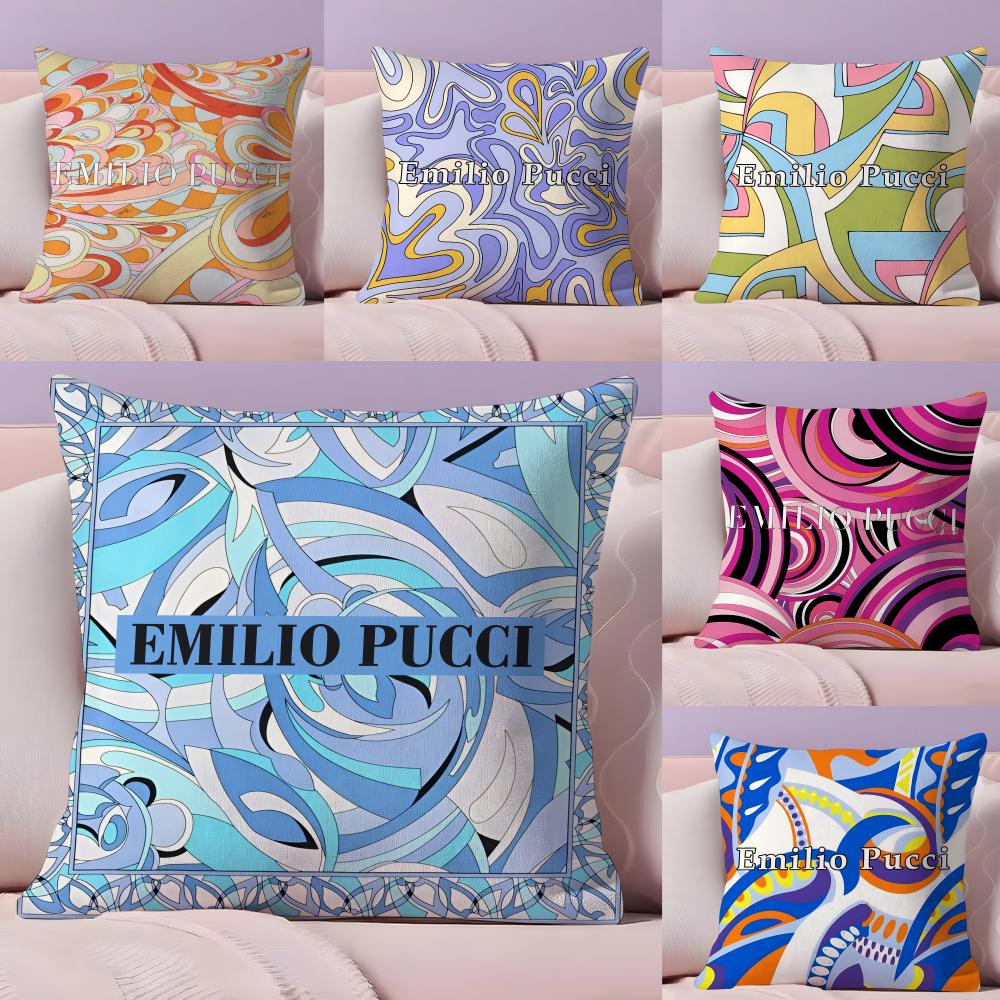Fashion EEeilio Logo PpucciS Cushion Cover Short Plush Doublesided Print Square Throw Pillow Covers Sofa Home Cushion Decor