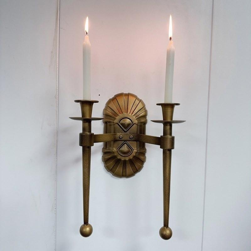 Antique European Styles Metal Candle Sconce Wall Mount Candle Holder Candlestick for Living Room and Wedding Decoration