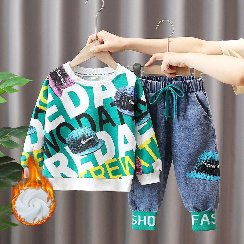 

Модный осенний комплект из двух предметов для мальчиков - трендовая детская повседневная одежда Size 100 - Height 95 cm