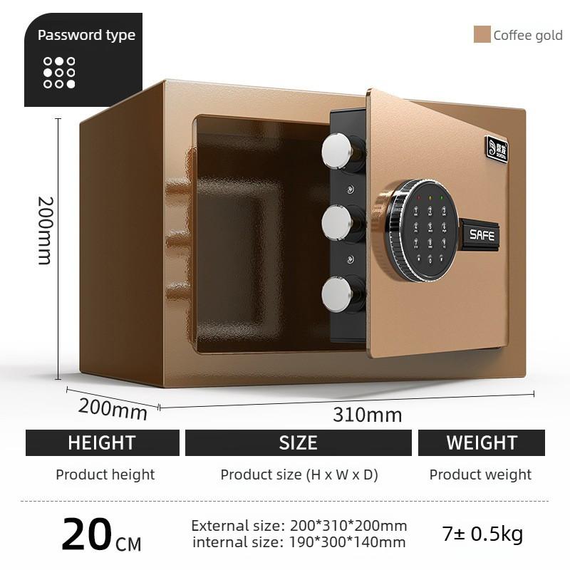 Small Safe Coffer Household Safe Deposit Box Office Hotel Electronic Fingerprint Password Lock Thickened Anti Theft Cabinet