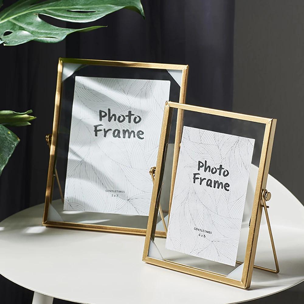 4/6/7inch Metal Photo Frame Nordic Gold Painting Picture Poster Wall Photoes Cube Frames Baby Black Family Decorative