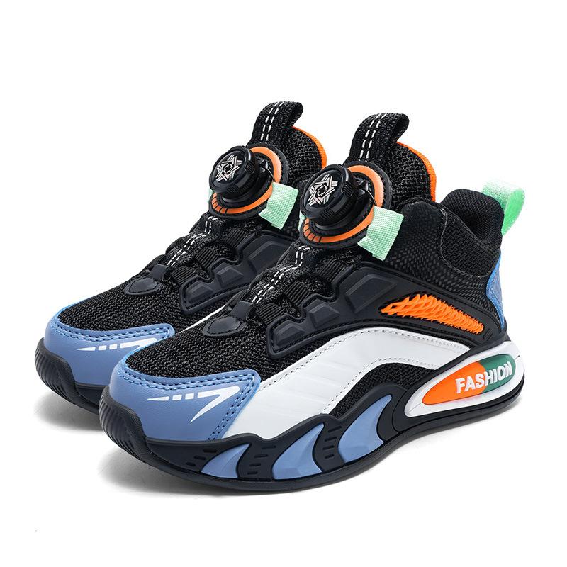 Lightweight, breathable, comfortable and fashionable, girls' casual rotating buckle, sports shoes, boys' shoes, mesh models, medium and older children
