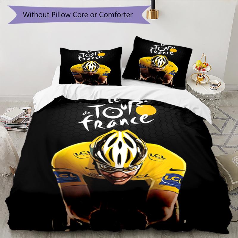 3pcs Tour de France Bedding Set Duvet Cover Closure Includes 1 Duvet Cover & 2 Pillowcases, Soft and Comfortable for All Seasons.
