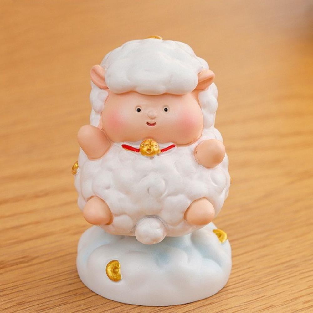 Cartoon Rotating Sheep Figurine Resin Lamb Ornament Creative Fidget Toy  Office