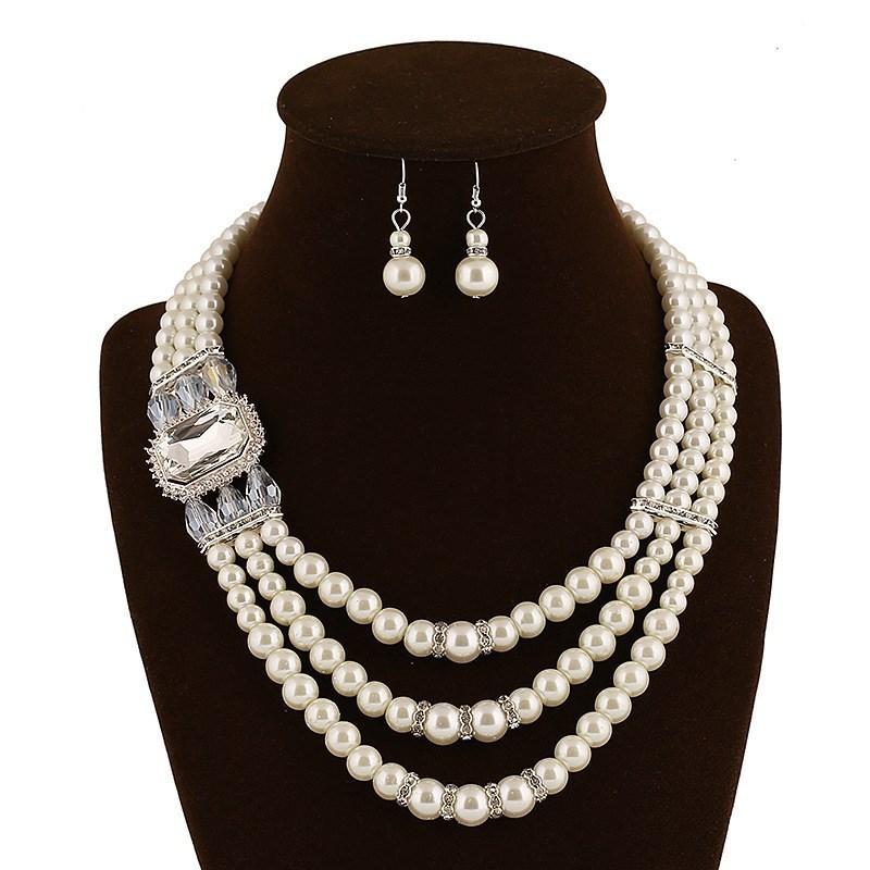 Rhinestone Bridal Accessory Embellished Pearl Necklace For Wedding Decor Dress