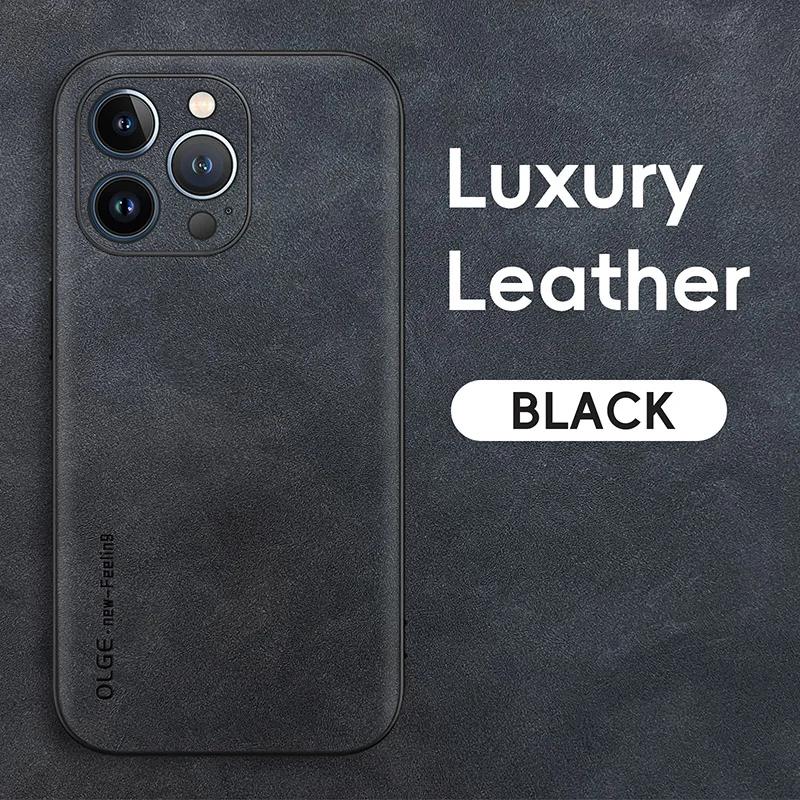 Luxury Leather Phone Case For iPhone 17 16 15 14 13 12 11 Pro Max Plus 17 Air Silicone Soft Protection Shockproof Cover Funda