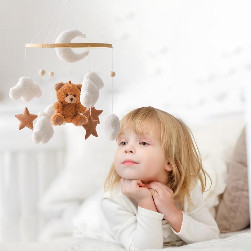 Baby Rattle Toy 0-12 Months Wooden Mobile On The Bed Newborn Music Box Bed Bell Hanging Toys Holder Bracket Infant Crib Boy Toys