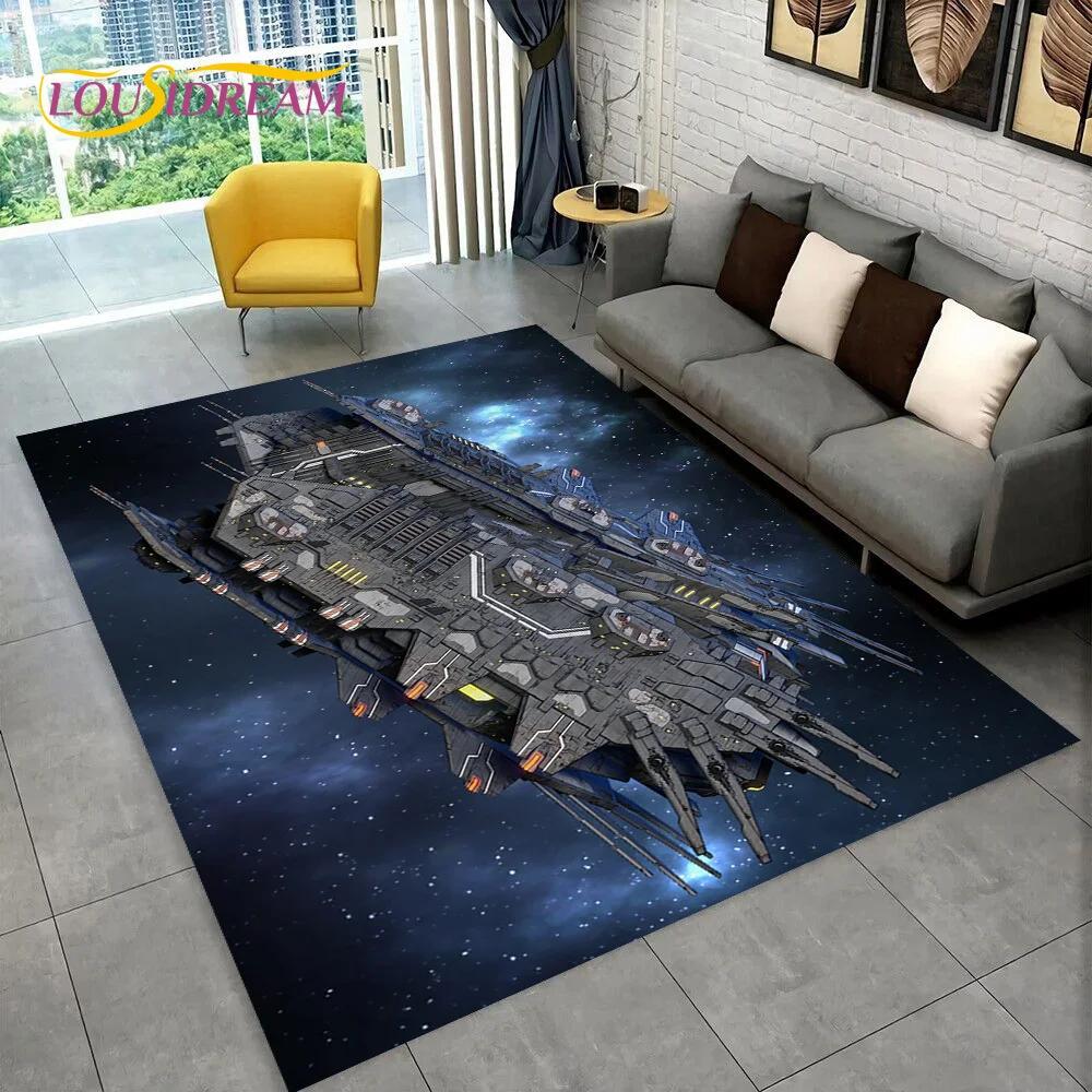 3D Spaceship Spacecraft UFO Cartoon Carpet Rug for Home Living Room Bedroom Sofa Doormat Decor,kids Area Rug Non-slip Floor Mat