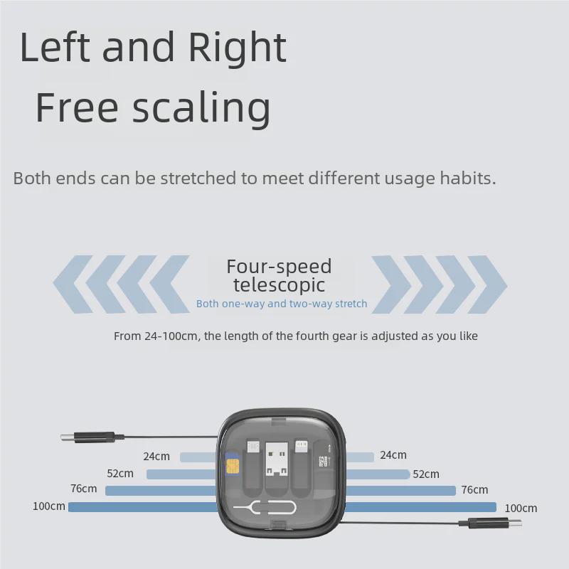Multi-Functional Retractable 60W Fast Charging Cable Storage Box