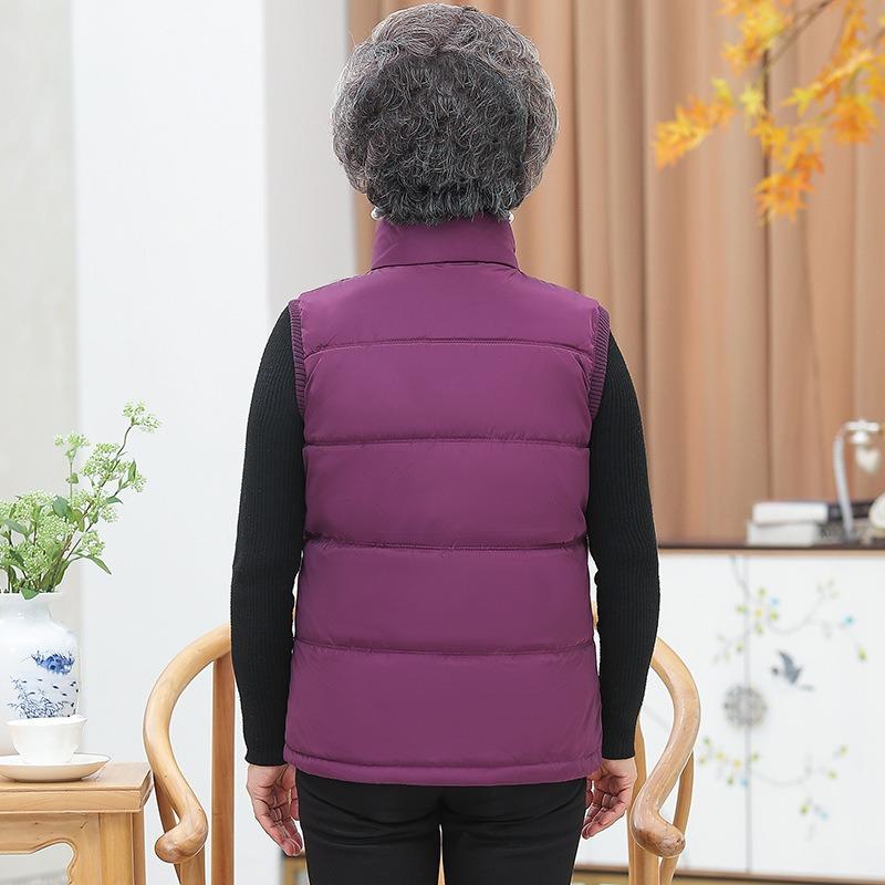 Vest Women's Autumn and Winter Short Vest Down Cotton Vest Wear Vest Old Lady