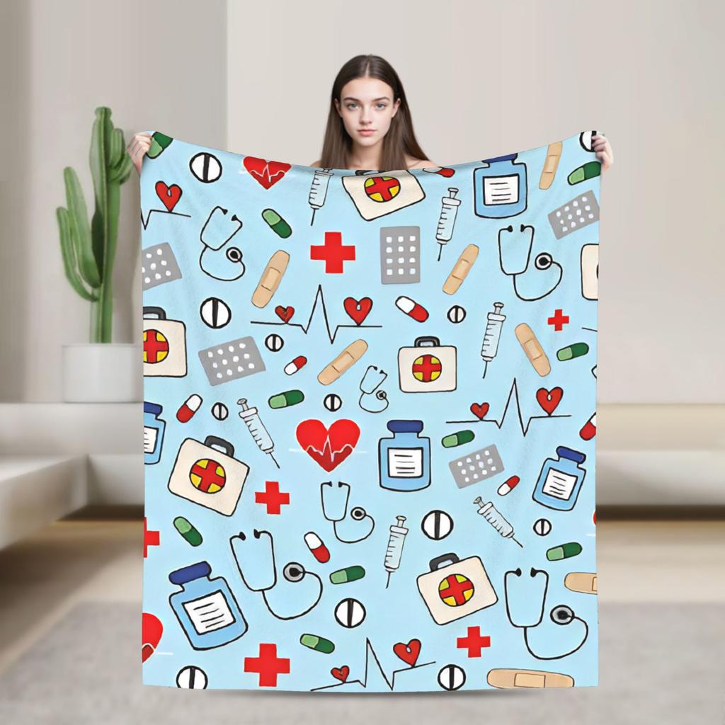 Super Warm Blanket Travel Office Medical Nurse Doctor Throw Blanket Flannel Bedspread For Bedroom Novelty Sofa Bed Cover