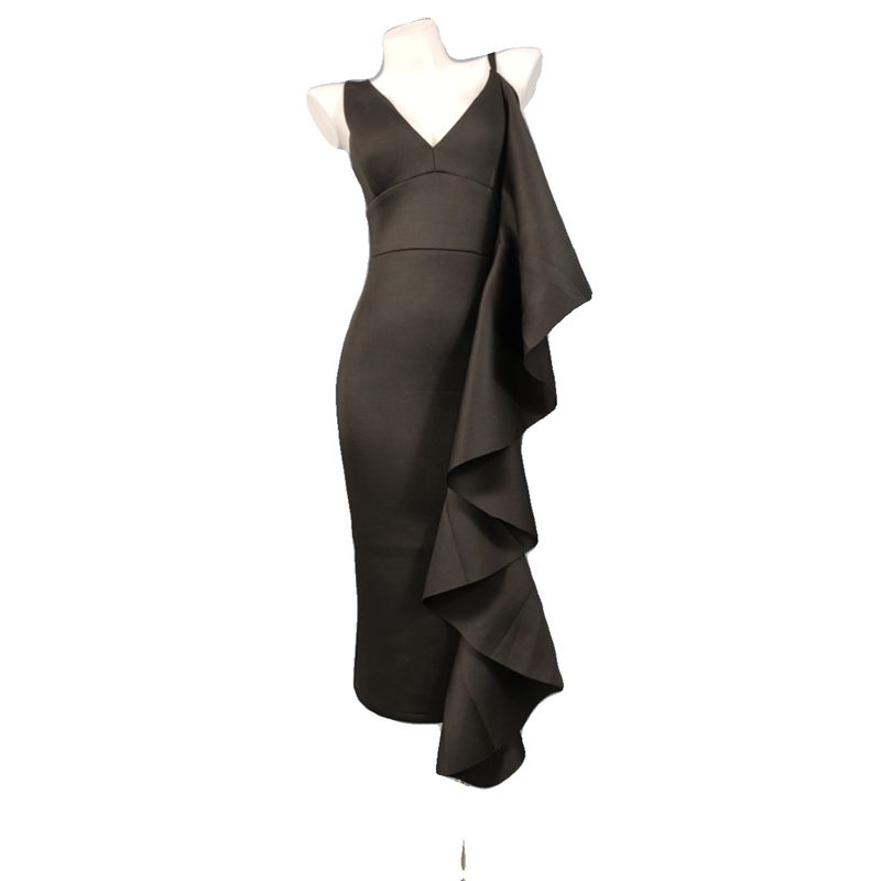 Export Single Super High Texture Ruffles Slim-Fit Figure Flattering Dress Light Space Cotton Dress Camisole Gown Long Dress