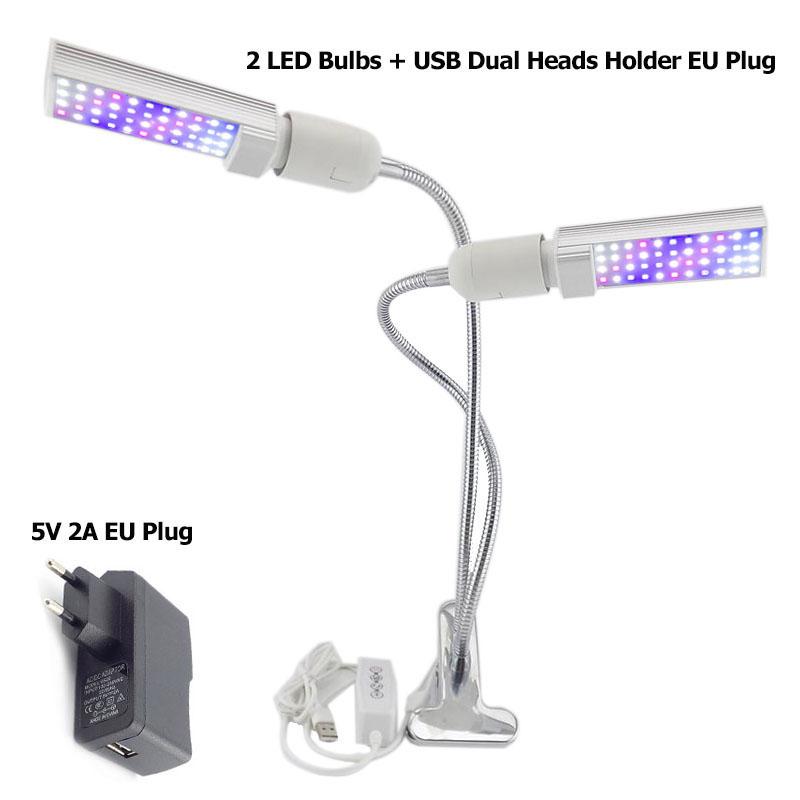 2head  44 LED Grow Light Indoor Plants Red Blue Lighting Phyto Lamp Bulbs 5V USB Timer Full Spectrum for Cultivo Indoor Growbox