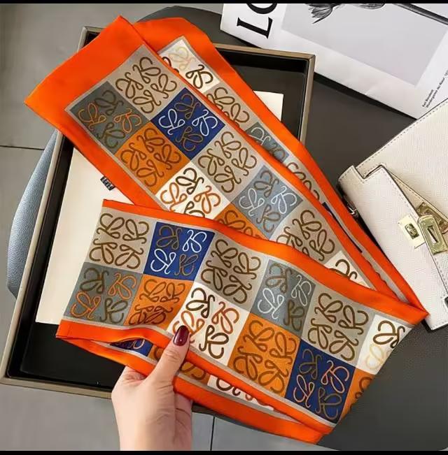 1 Pcs 150x14cm Korean Style Silk Scarf Spring Autumn Small Narrow Long Hair Tie Square Scarf Suit Shirt