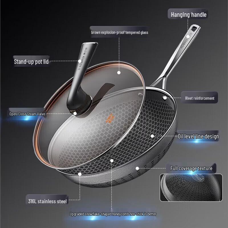 

KOBACH Flagship S 316L Stainless Steel Non-stick Honeycomb Wok