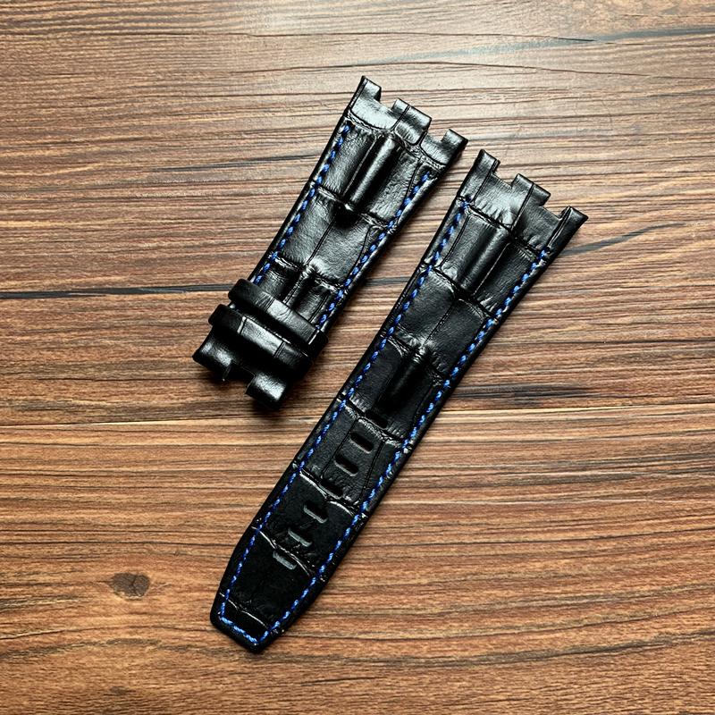 Genuine Leather Watch Strap For AP 15703 Royal Oak Offshore Series 28mm*22mm Black Brown Blue Red Watchbands Accessories Men