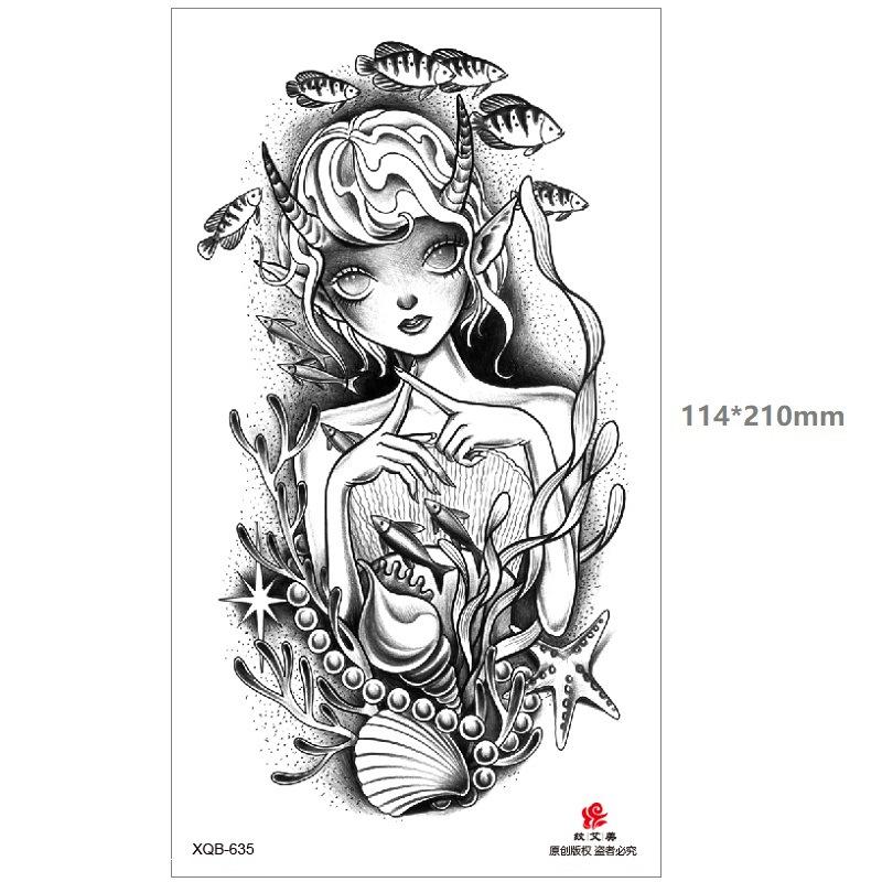 Dragon Wolf Tiger Black Water Transfer Simulation Disposable Temporary Half-Arm Animal Set Tattoo Sticker