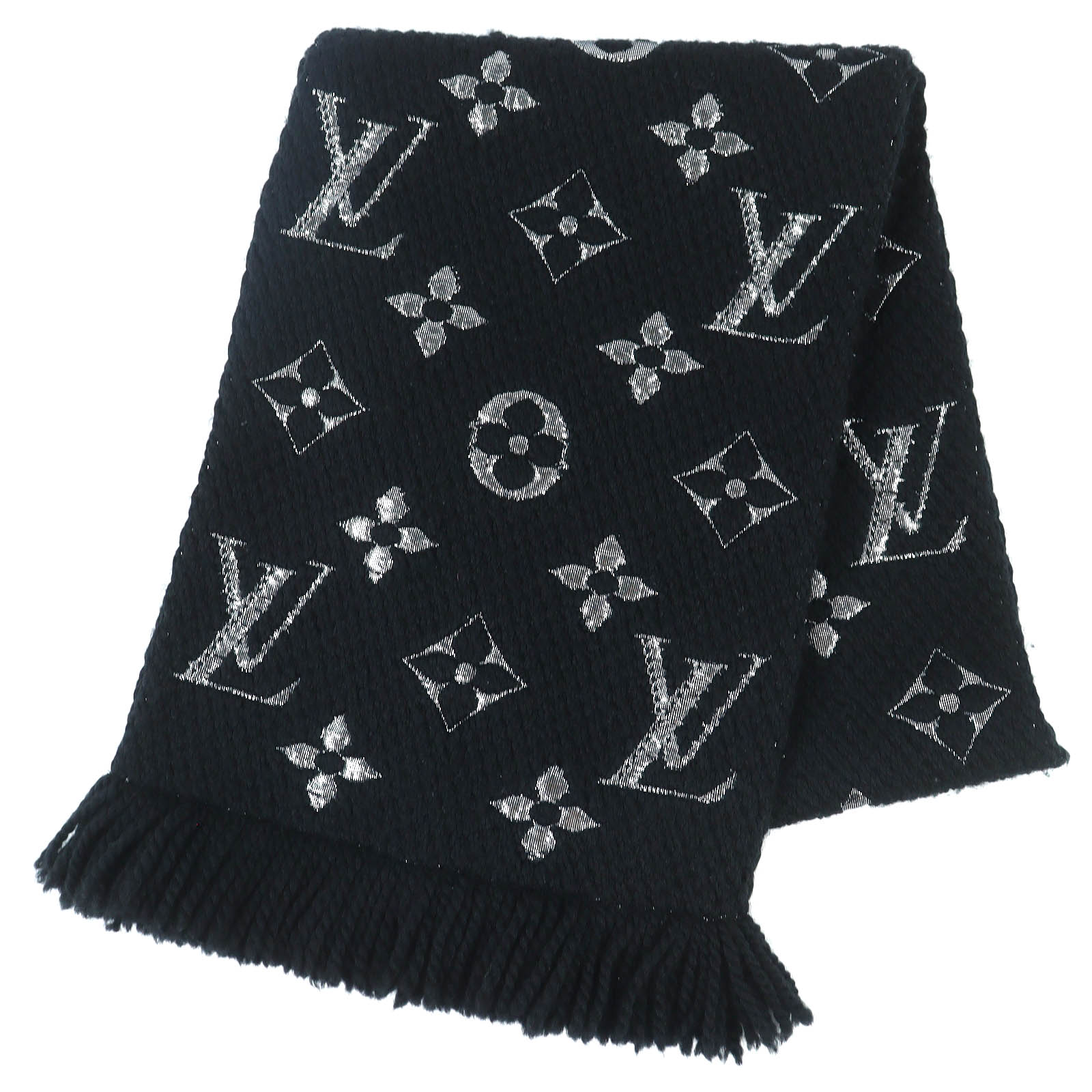 

Excellent LOUIS VUITTON Scarf Escalp Logo Mania Shine Monogram Noir M75833 Used