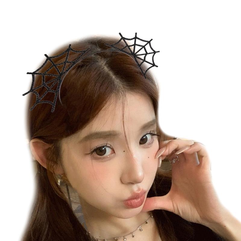 Punk Halloween Headband Stage Props Spiderweb Hairband Festival Party Headdress