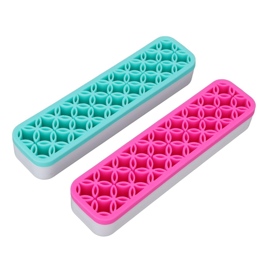 2pcs Makeup Brush Holder Multi Holes Washable Detachable Brushes Storage Stand for Pen Eyeliner Green Pink