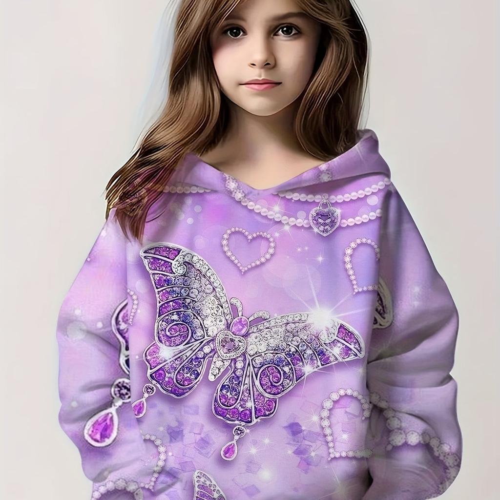 Dětské Oblečení Dívčí Mikiny Dlouhý Rukáv Krásný 3D Potisk Motýlů Dětské Jarní Podzimní Oblečení Neformální Venkovní Dívčí Oblečení Topy